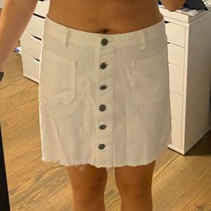 White Button Front Skirt